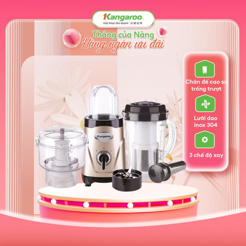 [ IH ] [DEAL HOT !!!]  Máy xay sinh tố 3 cối đa năng Kangaroo KG3B6M (Cối xay sinh tố có lưới lọc bả, cối xay thịt, cối xay hạt), công suất 380W