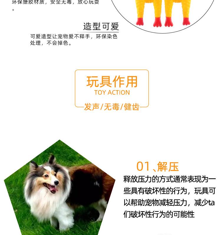 Product Introduction of Pet Toy Screaming Chicken Sound Toy Screaming Chicken Molar Dogs and Cats Bite-Resistant Decompression Toy Supplies 2