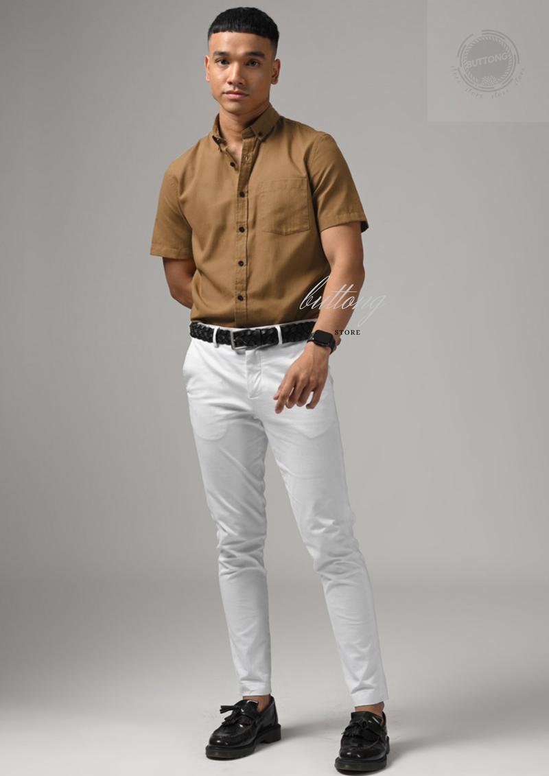 Product Introduction of Kemeja Polos Lengan Pendek warna Coklat moca cream  Baju Dewasa Casual Pria 2