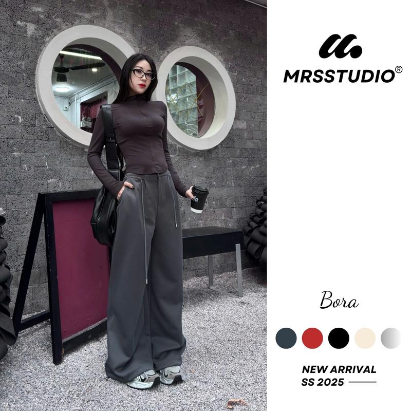  MRSSTUDIO - Quần nỉ ống rộng 2 lớp mẫu mới 2025 tôn dáng MRQ133U nam nữ Pants Ong 