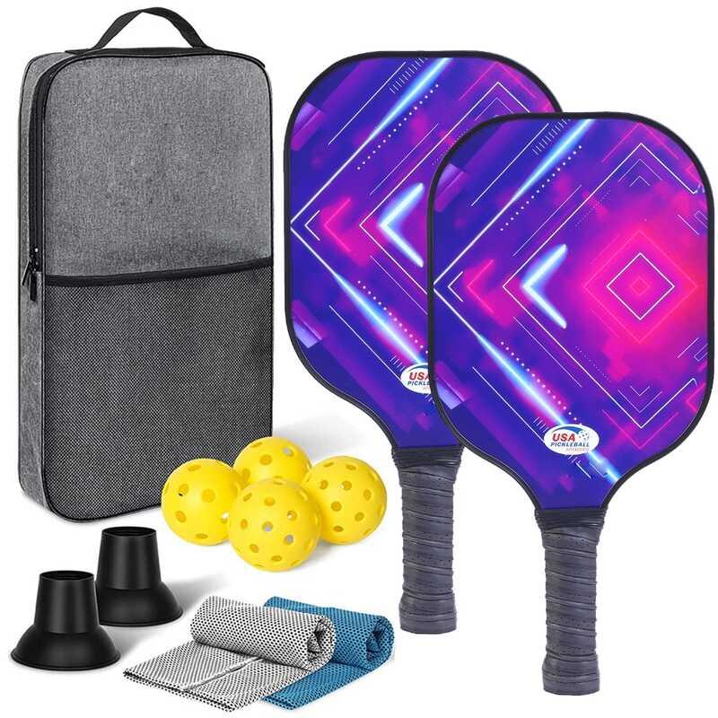 Product Introduction of Pickleball Paddles Set of 2 4 Balls Racket  USAPA Compliant Pickle Ball Equipment with Accessories | Fiberglass Carbon Racquets for Adults Youth Beginners Intermediate 0