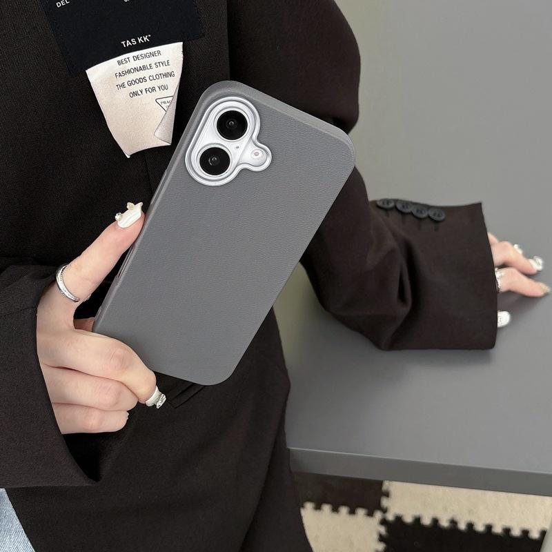Product Introduction of Minimalist Solid Color Case for Apple 15 New iPhone Case iPhone 16 Pro Max Niche High-end Feel 14 Leather Texture 13 10