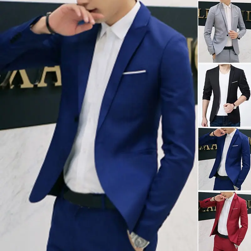 Bộ Đồ Nam Thường Ngày Dáng Ôm Trang Trọng, Hàng Mới Về, Có Cúc, Áo Khoác Blazer, Áo Khoác, [Hàng Có Sẵn] 3