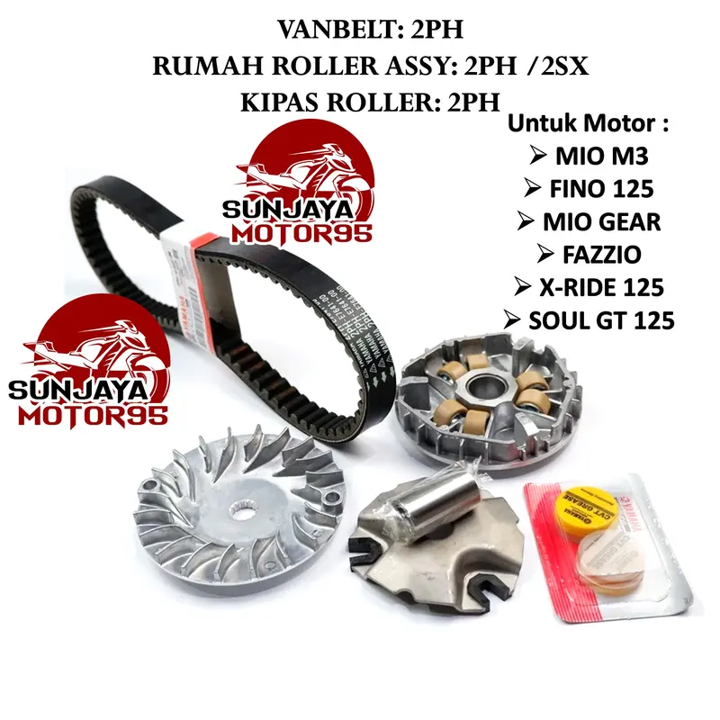 Paket Vanbelt Mio M3 Set Rumah Roller + kipas 2PH Yamaha Fazzio - Mio Z / S - Xride 125 - Fino 125 - SOUL GT 125 Motorcycle Klip 4