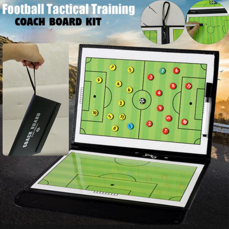Portable Football Marker Board, 1 Set Magnetic Foldable Football Coaching Board Kit Including  Magnetic Board, Marker Pen & Zipper Bag, Soccer Training Coach Board, Football Auxiliary Equipment 2