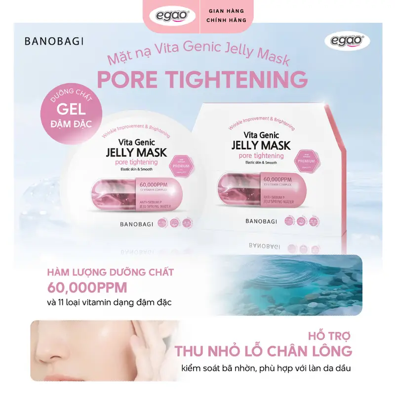 [Live] Combo 10 Miếng Mặt Nạ Banobagi Cấp Ẩm, Dưỡng Da, Vita Genic Jelly Mask 300g – Egao 5