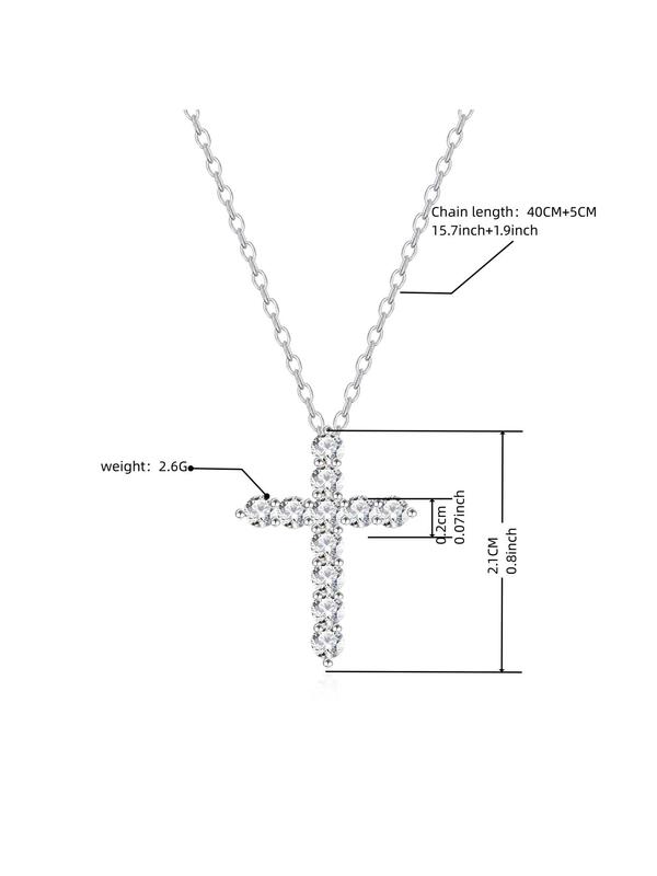 Rhinestone Decorated Cross Pendant Necklace for Women & Girls, Fashion Jewelry for Party, Daily Clothing Decor, Trendy All-match & Exquisite Jewelry for Birthday Gift 1