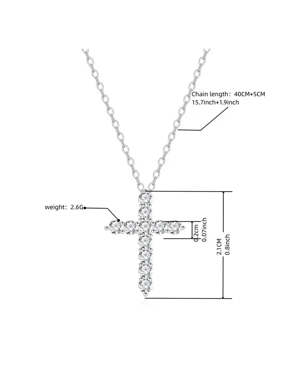 Rhinestone Decorated Cross Pendant Necklace for Women & Girls, Fashion Jewelry for Party, Daily Clothing Decor, Trendy All-match & Exquisite Jewelry for Birthday Gift 1
