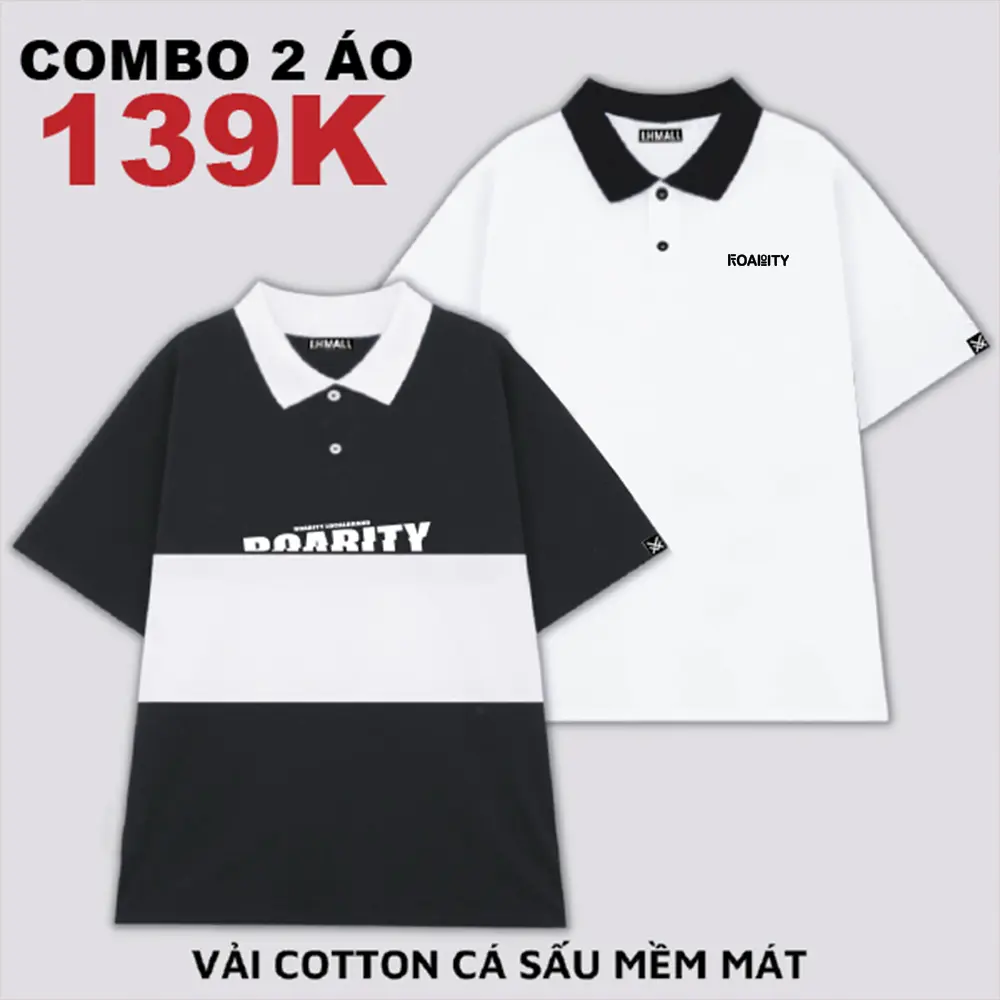 COMBO 2 Áo Polo Uniex Phối thân và Basic siêu đẹp chất Cá sấu thái