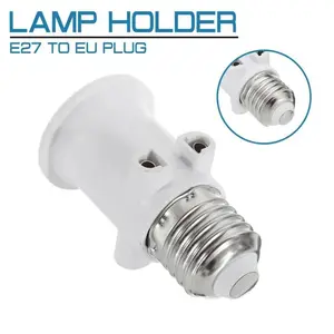 Fitting Gantung Dengan Colokan Listrik Adaptor Soket Lampu E27 ke EU Plug 2 Pin Converter AC 100-240V 4A Fitting Bohlam Jadi Colokan Listrik Rumah Studio Foto ABS Tahan Panas Universal E27 to EU Socket Adapter
