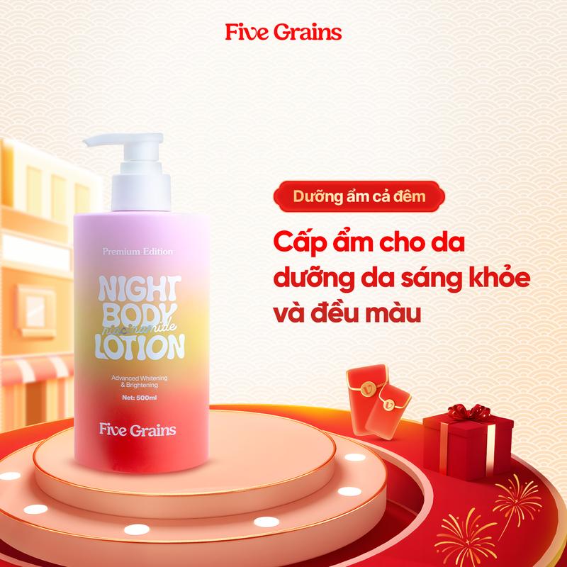 Kem dưỡng Five Grains giúp làm trắng da Niacinamide, Alpha-Arbutin ban đêm bản nâng cấp 500ML Dưỡng Da Body