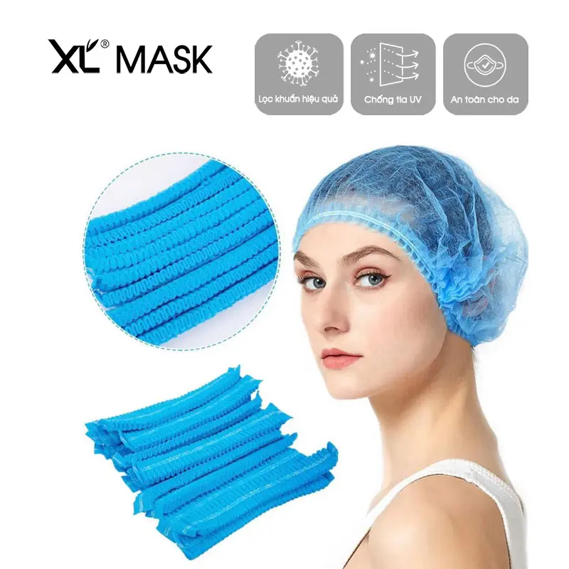 Túi 100 chiếc mũ trùm tóc con sâu Xuân Lai kháng khuẩn sử dụng trong y tế 19 inch