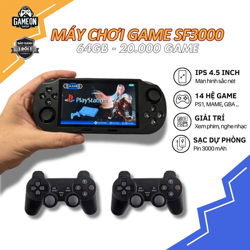 Máy chơi game cầm tay SF3000 màn hình IPS 4.5 inch, 64GB - 20000 game hỗ trợ PS1, Mame, GBA và hơn 10 hệ game khác