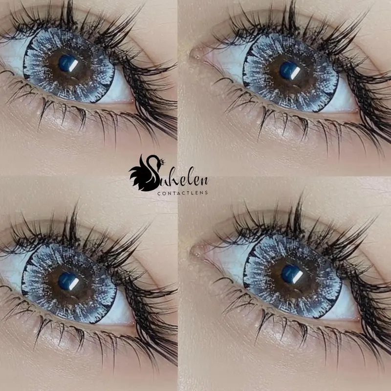 SUHELEN • (LENS CÓ CẬN  )Kính Áp Tròng LENS XÁM MẮT MÈO GIÃN TO 14.5 BABY LONG LANH 2