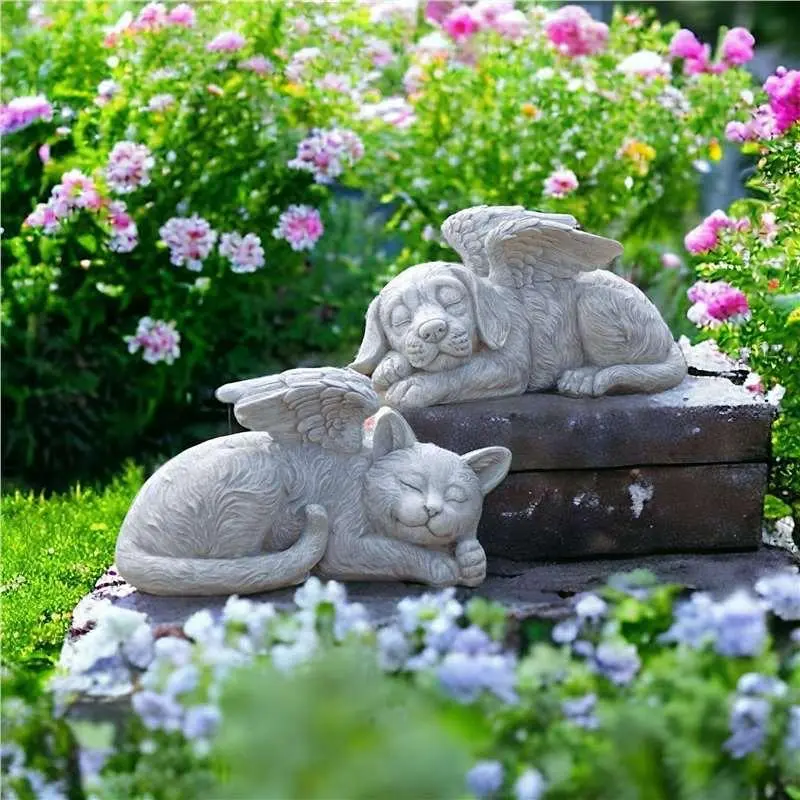 Angel Cat Or Dog Shape Memorial Statue, 1 Count Durable Winged Statue, Pet Loss Memorial Gift, Suitable for Cat & Dog Lovers, Expresses Eternal Love