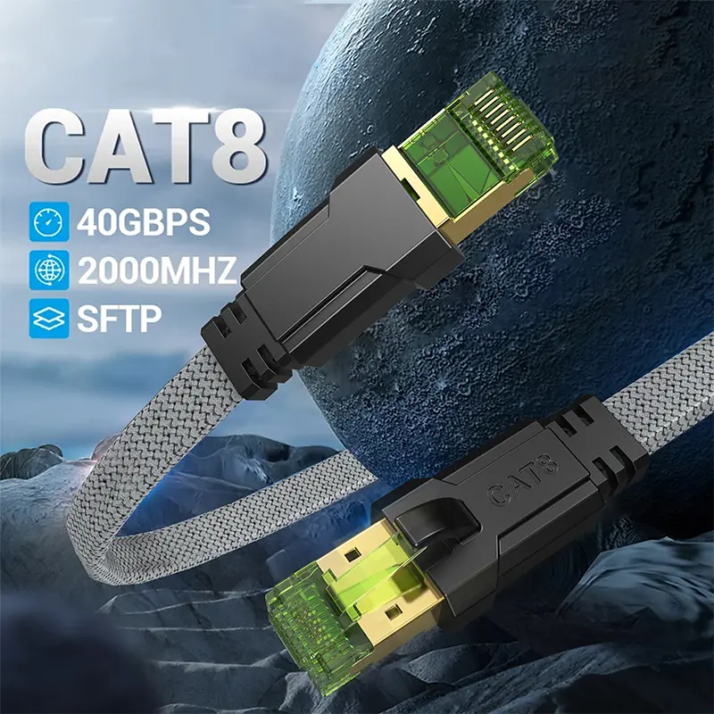 Cáp Ethernet Cat8, CYANMI, STTP, 40Gbps, 2000MHz, Cat 8, Dây vá Lan mạng RJ45, cho bộ định tuyến, modem, Internet, Cáp Ethernet RJ 45 6