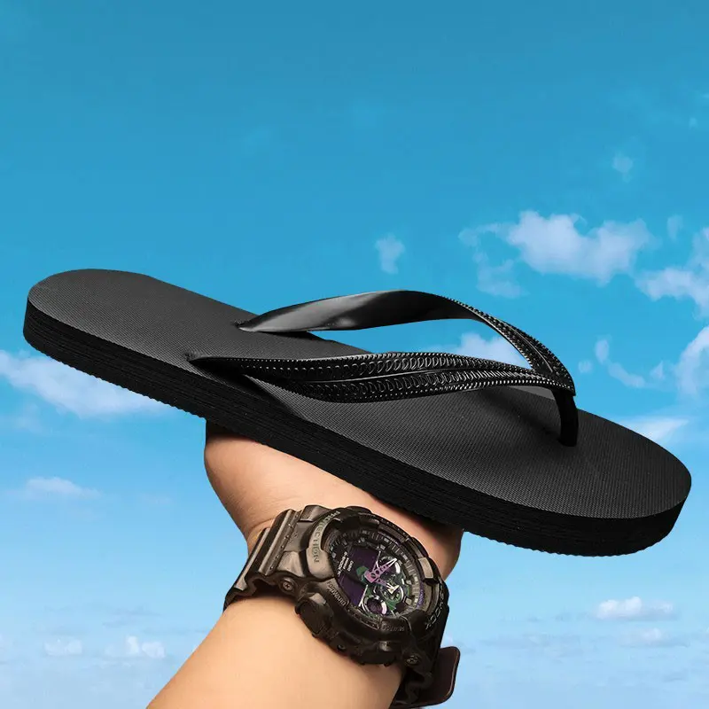 Men Summer Platform House Flip Flops Outdoor Beach Fashion slip on slippers Sports Non Slip Wear-Resistant Black