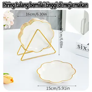 Set piring makan dengan dudukan, piring tulang, piring pencuci mulut, piring camilan buah kelas atas, piring sampah meja makan, penggunaan ruang tamu