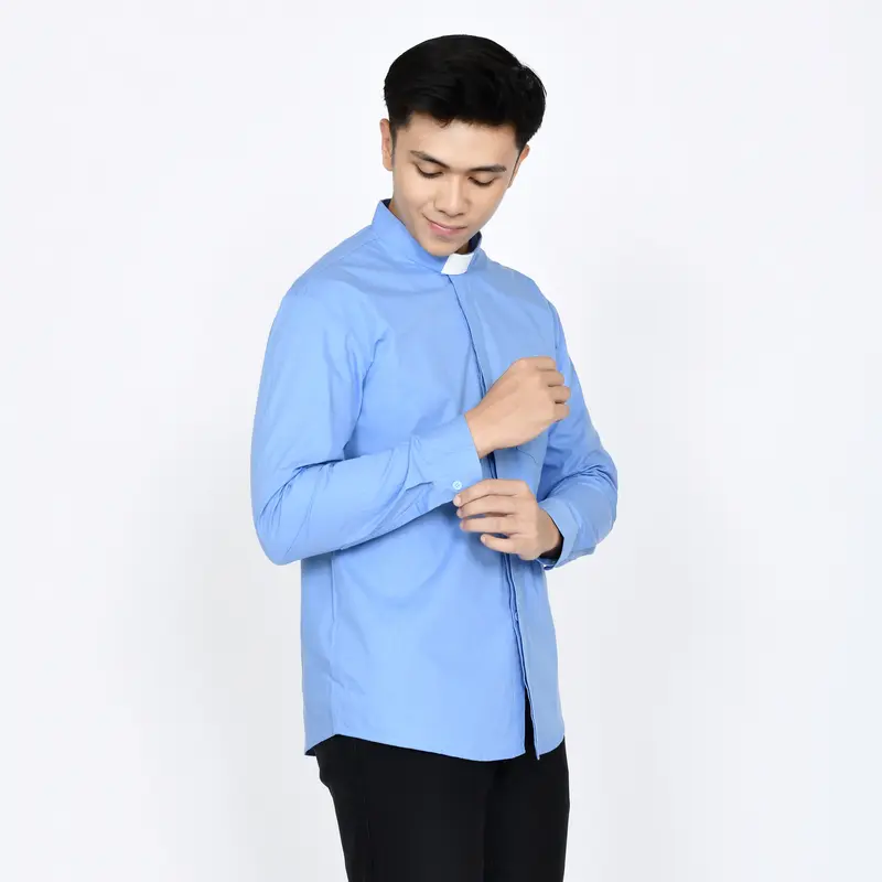 Pendeta - New Kemeja Collar Biru Langit - Japanese Cotton - Jos Miracle Bandung - Miracle - JMB Pria Baju 1