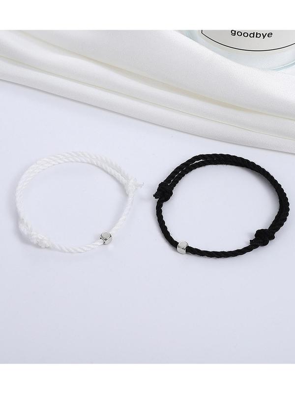 Couple Simple Plain Handmade Friendship String Bracelet, Braided Design Bracelet, Fashionable Hand Matching Jewelry for Women & Men, Valentine's Day, Gift 4