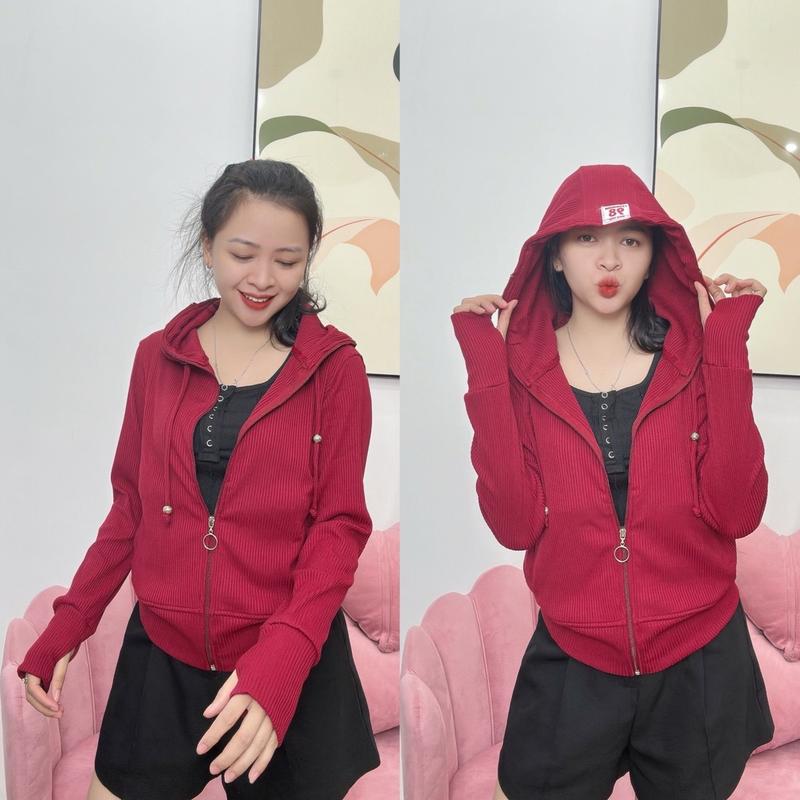 Áo khoác nữ, thêu nón 98 , Vải gân ý, mềm mát, thông thoáng , 6 túi - G98