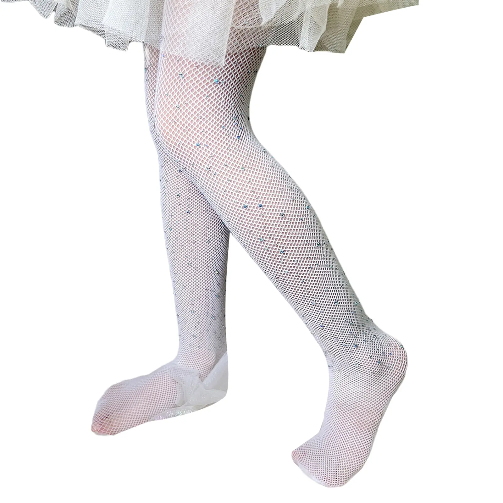 Kids Toddler Girls Fishnet Tights, Glitter Rhinestone Pantyhose Hollow Out Stockings
