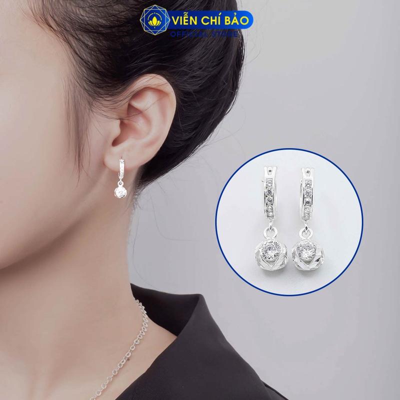 Huy K Viễn Chí Bảo - Bông tai bạc nữ quả cầu lấp lánh chất liệu bạc 925 - B400195