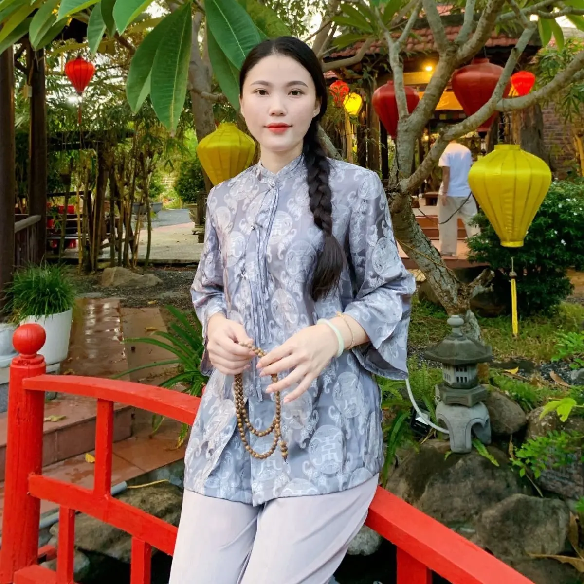 LỤA -  Pháp Phục Lụa Thọ Cúc 3 Dây nhẹ nhàng, thanh lịch PPX3D1