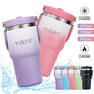 YIZLIVE Botol Minum Kopi 304 Stainless Tumbler 600/750/900ML – Warna Cerah Elegan, Insulasi Vakum Tahan Panas Dingin 28 Jam