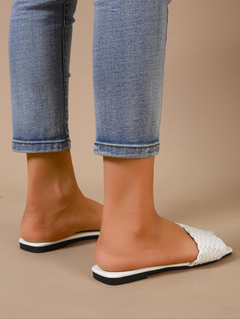 Product Introduction of Women's Fashionable Braid Textured Design Band Slip on Sandals, Casual Comfortable Flat Sandals for Daily Wear, Lightweight Breathable Shoes for Women & Girls 4