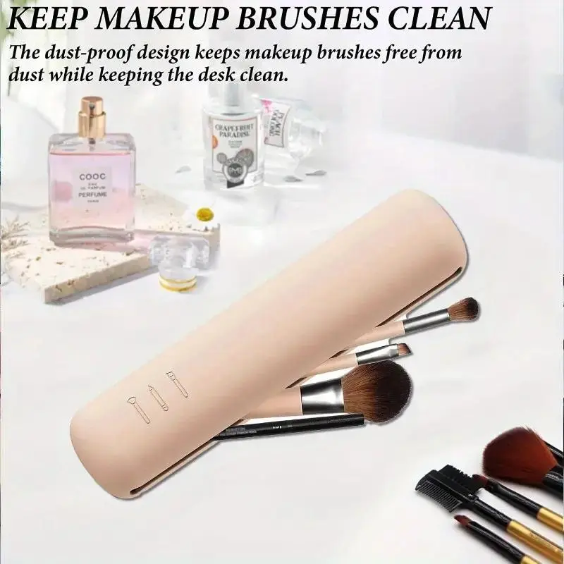 Random Color Silicone Makeup Brush Storage Bag, 2 Counts Soft Waterproof Makeup Brush Travel Holder, Magnetic Portable Cosmetic Bag for Indoor & Outdoor 2