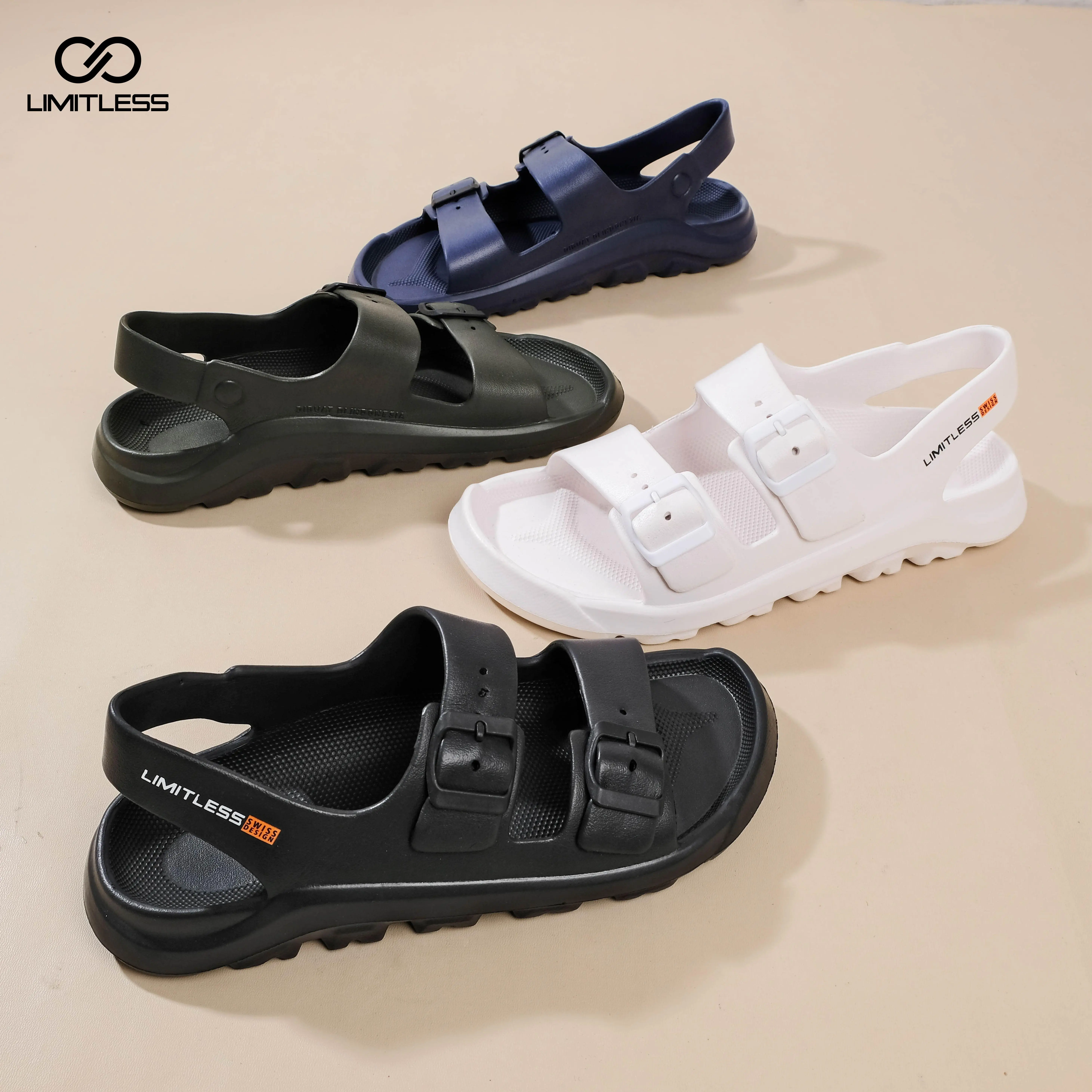 LIMITLESS Sandal Gunung Pria Terbaru 2024 Slide Outdoor Adventure Nyaman Anti Slip Sendal Cowok Selop Kekinian Fashion Style Black