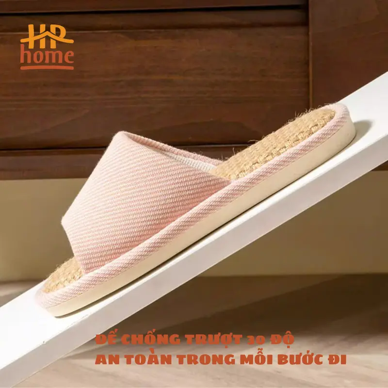 Dép BASIC Đế Cói Vải Lanh Đi Trong Nhà, Thiết Kế Đơn Giản và Sang Trọng, Đế Cao Su Non Chống Trơn Trượt, Đi Trong Nhà, Thích Hợp Cho Nam Nữ Và Cặp Đôi Gia Dụng HP HOME 7