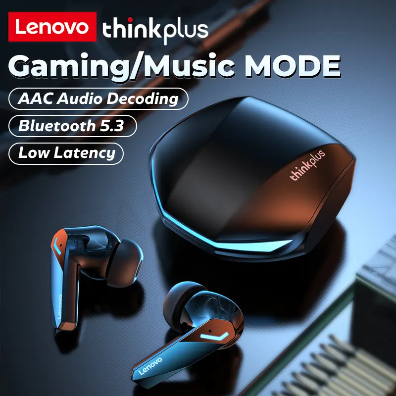 Lenovo GM2 Pro TWS Earphone Bluetooth 5.3 Headset Gaming Bass HIFI Latensi rendah with Mikrofon Putih Earbud Earphones Headphones