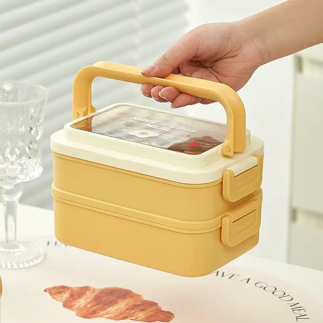 Hộp Cơm 2 Tầng 3 Ngăn Giữ Nhiệt Khay Inox Màu Pastel TINI HCGOOD20 0