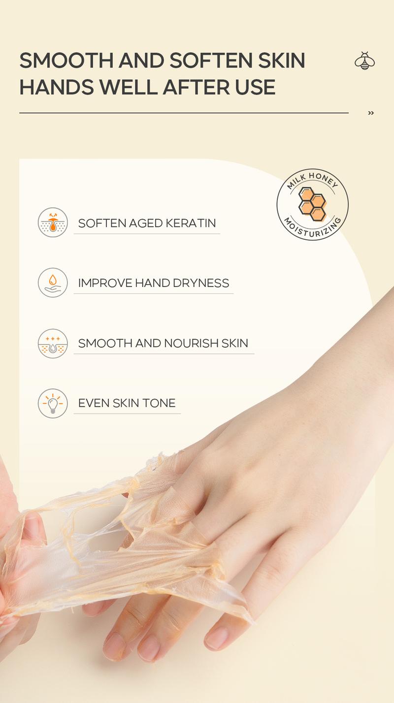 Product Introduction of Cross-Border Quiet Milk Honey Hand Wax Mask 50G Nourishing, Hydrating and Moisturizing Hand Care Skin Care Products in Stock Wholesale Nail Moisturizer Moisture Hydrate 25