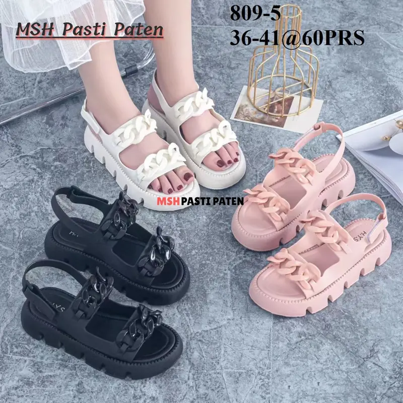 Sandal Gunung Karet kekinian Motif Rantai Wanita Anti Slip Jelly Sendal 0