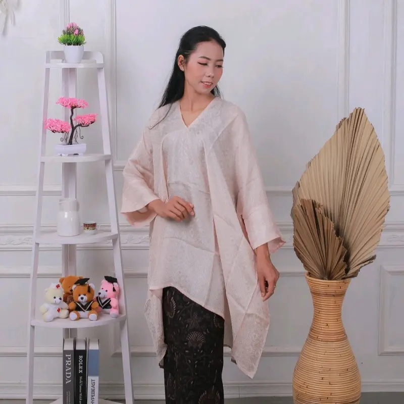 blouse kaftan tunik viscose (hanya atasan)/kaftan viscose mewah / setelan batik mewah / kaftan burkat / Atasan Muslim Motif 4