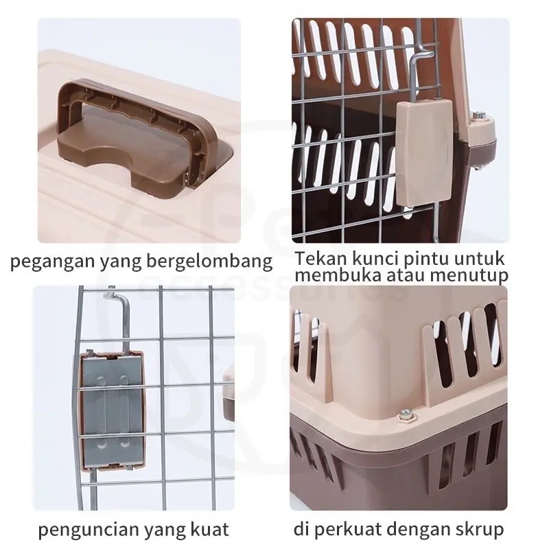 Pawsitive Vibes Kandang Kucing dan anjing ukuran kecil Pet Cargo untuk Traveling dengan Kunci Pintu Kuat 7