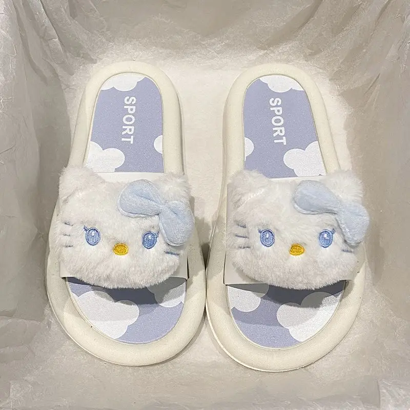 Dép Hello Kitty, Thiết Kế Hoạt Hình Dễ Thương, Có Thể Đeo Ngoài Trời, Dép Đi Hellokitty, Dành Cho Nữ, Đế Dày, Kiểu Lười, Thích Hợp Để Tắm Trong Nhà, Dép Chống Trượt 5