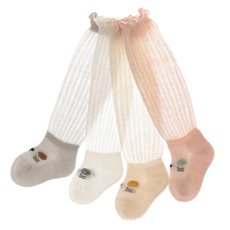 Tất Em Bé Cho Bé Gái Và Bé Trai, Thêu Hoạt Hình, Bảo Vệ Chống Muỗi, Tất Cao Đến Đùi, Mùa Hè, Lưới Mỏng, Tất 2