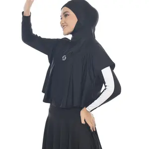 Hsrd16 hijab bolero rompi renang Polos black Syari Muslim Wanita Panjang Dewasa