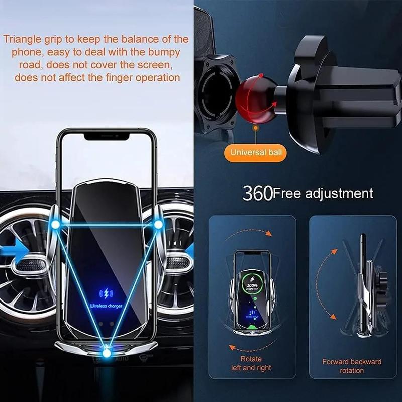 Car Phone Holder, 1 Count Wireless Charging Car Phone Holder Clip for Air Outlet, Rotatable Car Navigation Bracket for Smartphones, Car Accessories 6