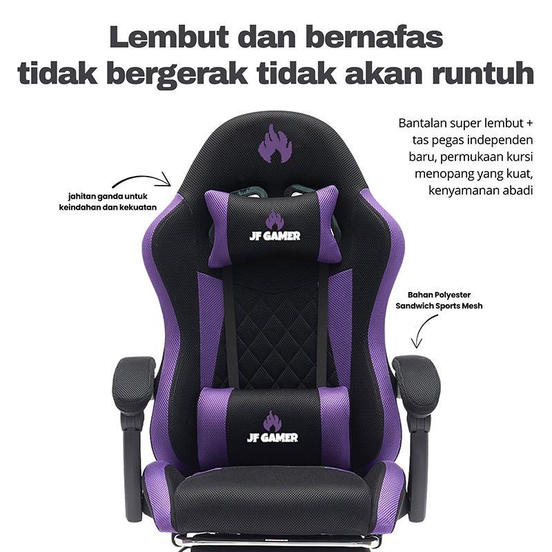 JOLEE- Kursi Gaming pijat dan relaksasi kelas atas, Kantor Jaring Kursi Kerja Ergonomis Kursi Gaming Chairs Besi Furniture Roda Sandaran - JF-G06 PINK+WHITE