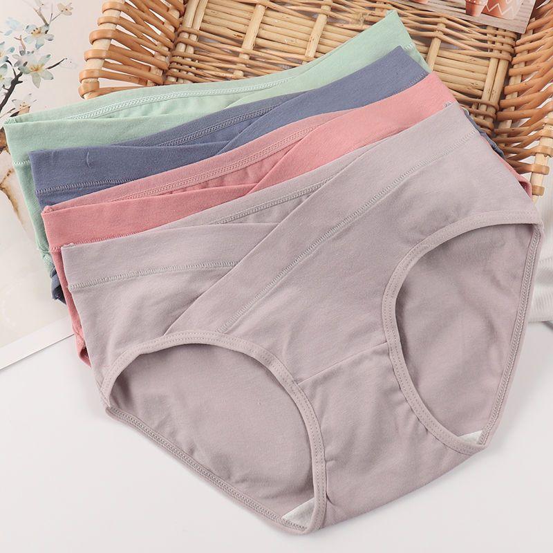 Pregnant Women's Underpants Low Waist Belly Support Pure Cotton Autumn and Winter Thin Middle and Late Pregnancy plus Size Postpartum Confinement Loose Pants 3