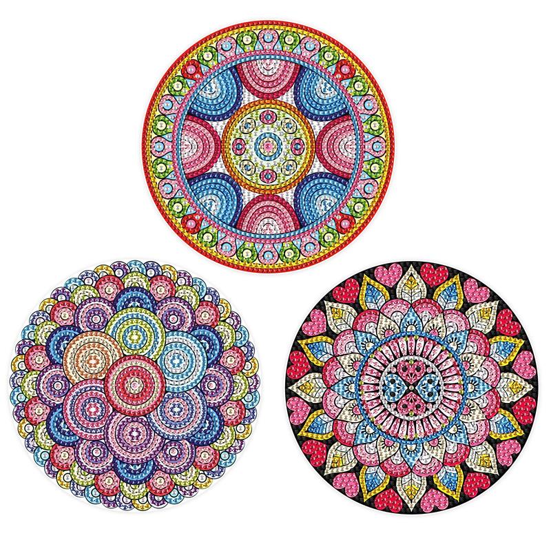 Mancera Pattern Rhinestones Painting Painting Placemats Kit, 3 Counts/set Boho Style DIY Rhinestones Heat Resistant Non-Slip Placemats Kit, DIY Decorative Paintings For Home Kitchen Table 5