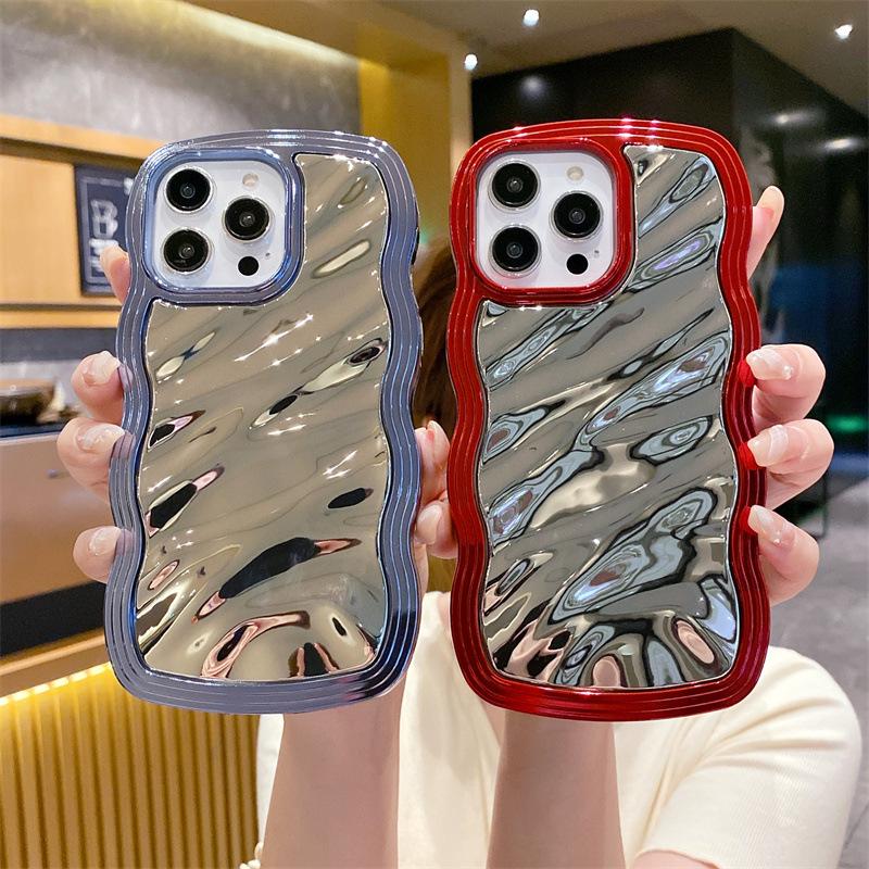 Electroplating wavy edge is suitable for iphone15promax/15pro/15/14/14 promax/14pro/13promax/13/13pro/12/12promax/12pro/11 two-in-one women's mobile phone case 0