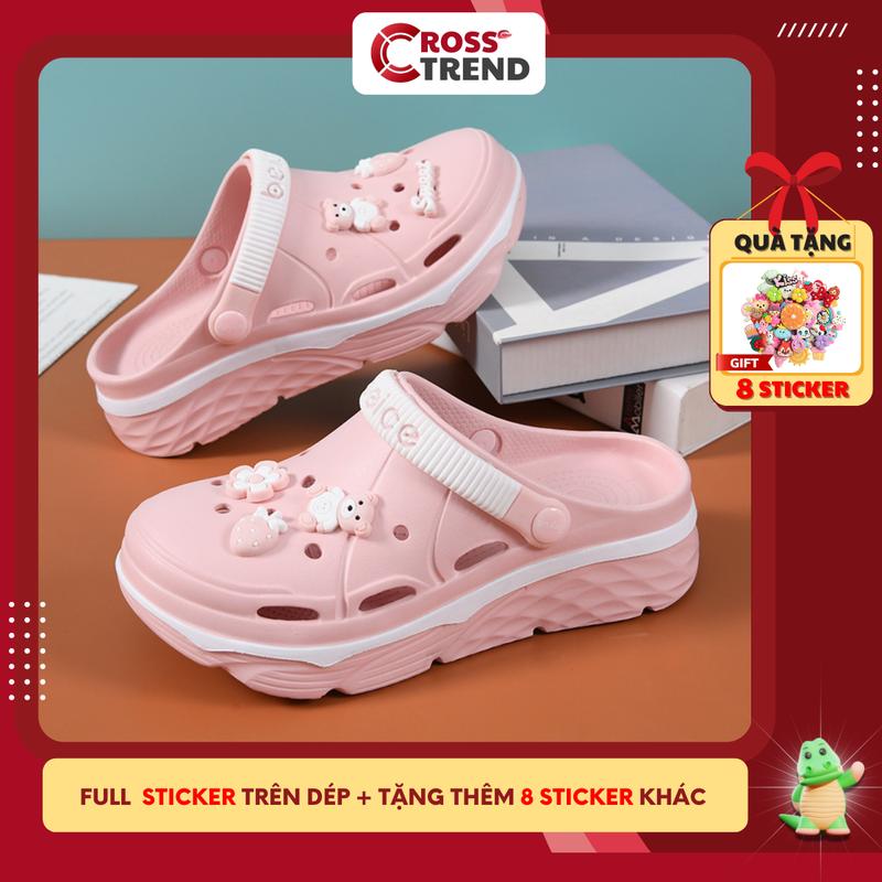 Dép cross nữ đế cao 4.5cm,  DéP quai hậu nữ Beice Hồng hottrend 2023 girl phố sang chảnh kiểu Hàn Quốc có quai hậu điều chỉnh  Shoes  CROSS TREND