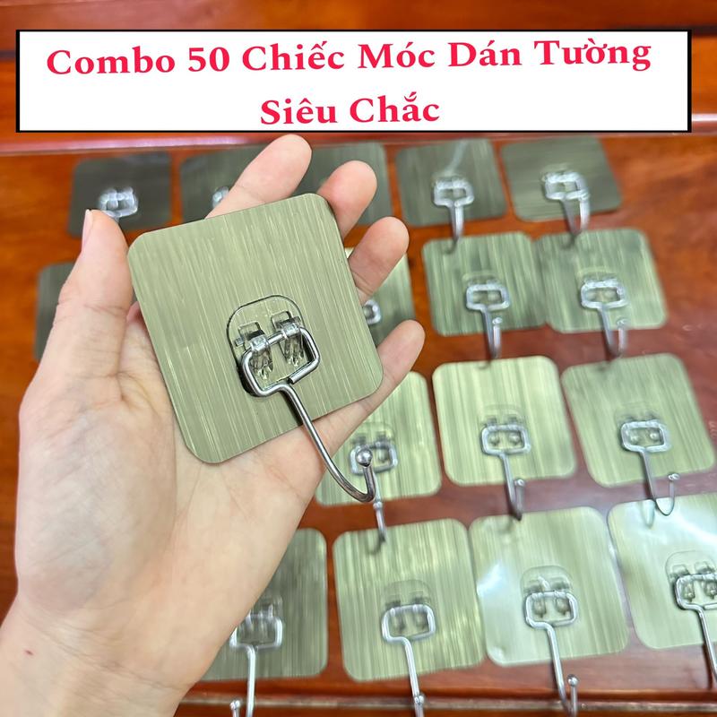 Combo 50 Móc Dán Tường Siêu Dính Chịu Lực Inox 304 Móc Dính Tường Treo Đồ Đa Năng Tiện Ích Treo Tường