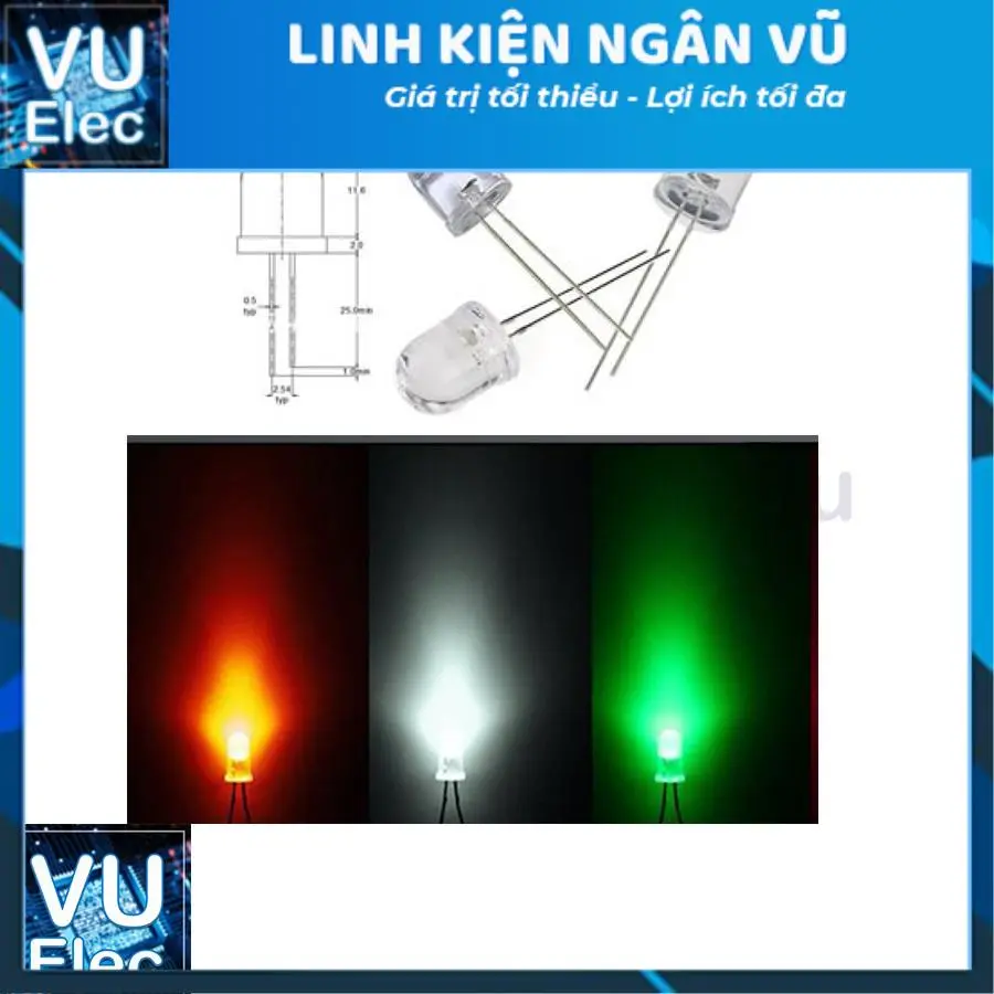Led Siêu Sáng Phủ Màu Ø10mm